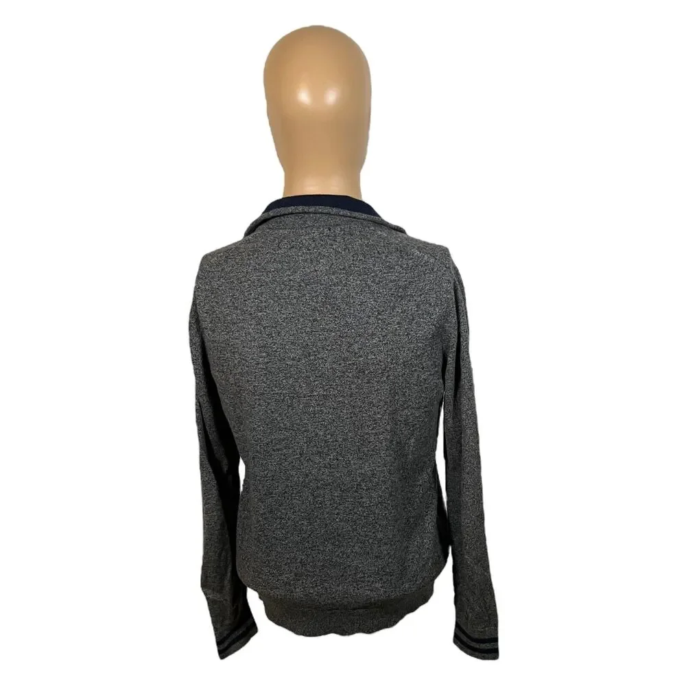 Banana Republic Sweater Mens Small Gray Pima Cotton Cashmere 1/4 Zip Pullover